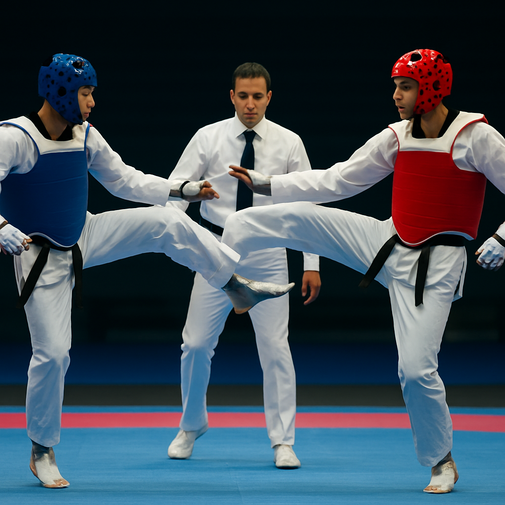 Combate de taekwondo en competición oficial
