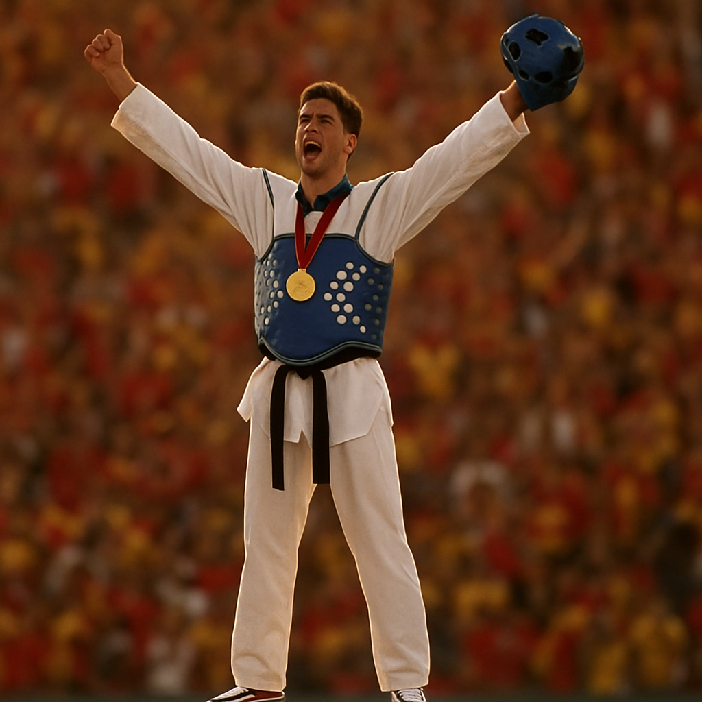 Ceremonia de podio en competición de taekwondo